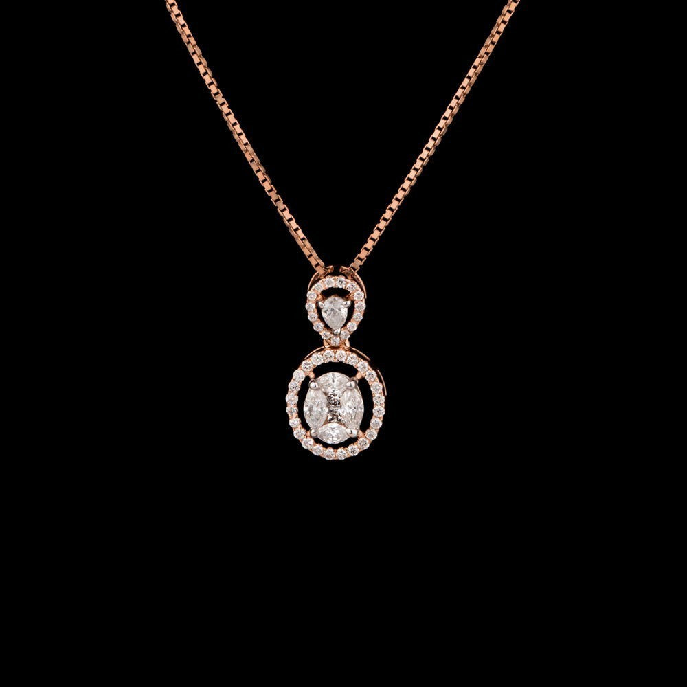 14K Rose Gold Diamond Pendant - 0.59ct VS-FG