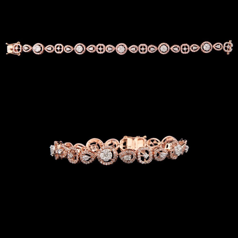 14K Rose Gold Diamond Bracelet - 3.68ct VS-FG