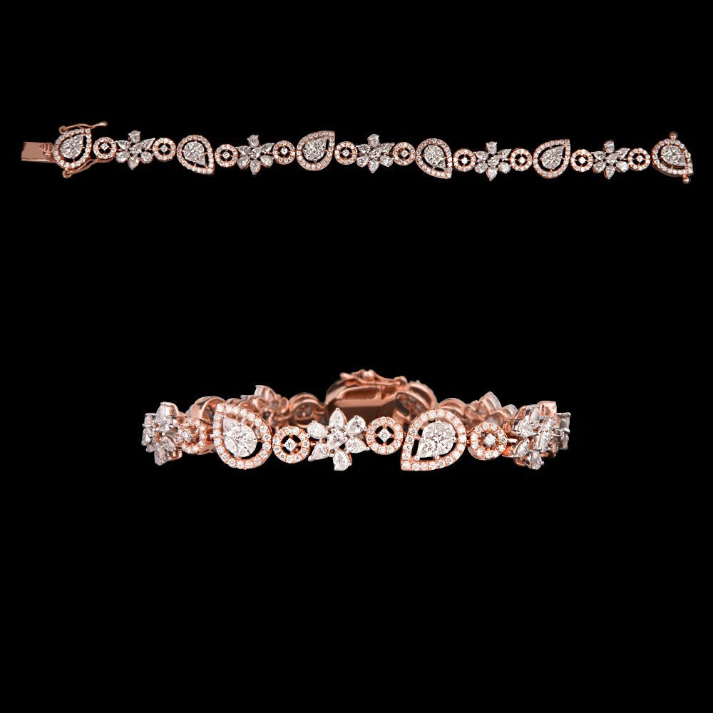 14K Rose Gold Diamond Bracelet - 4.73ct VS-FG