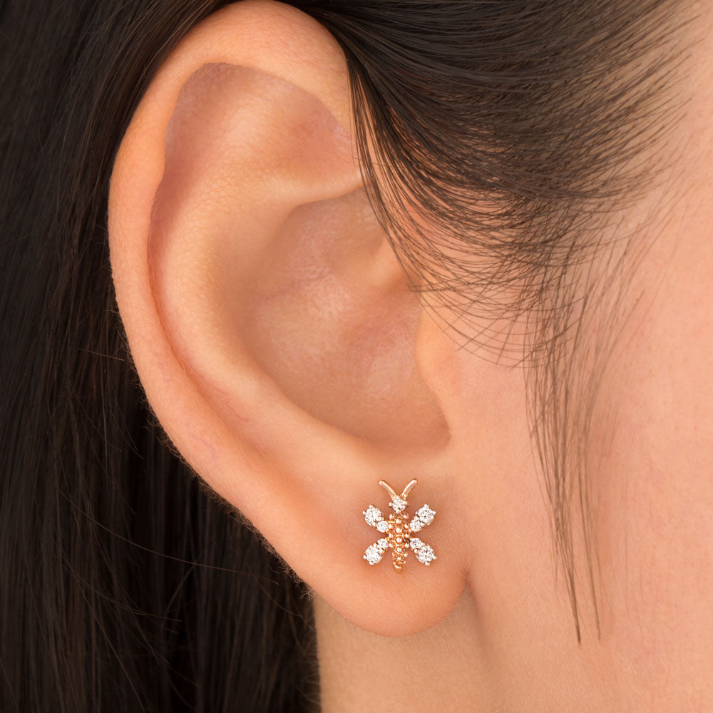 14K Rose Gold Diamond Earrings - 0.17ct VVS-VS-GH
