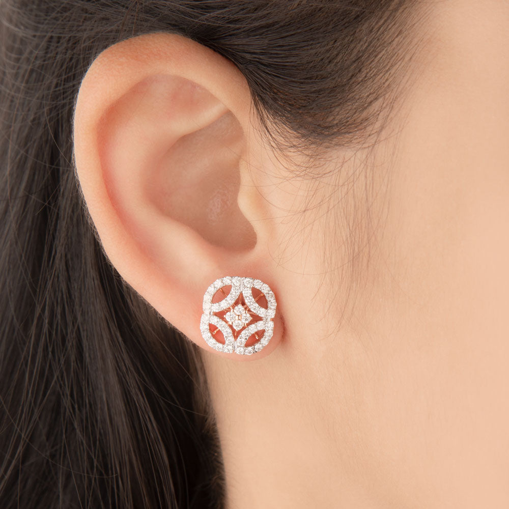 14K Rose Gold Diamond Earrings - 1ct VVS-VS-GH