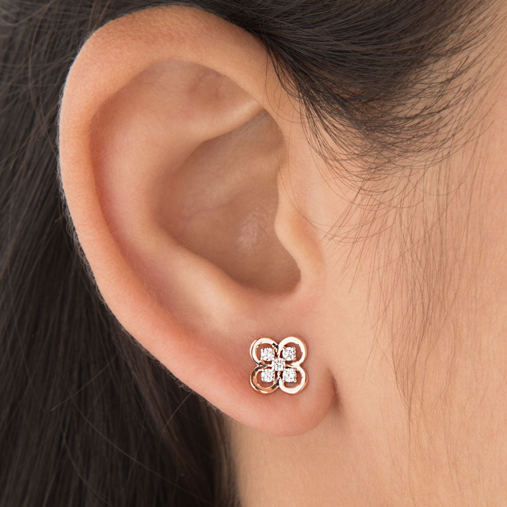 14K Rose Gold Diamond Earrings - 0.18ct VVS-VS-GH