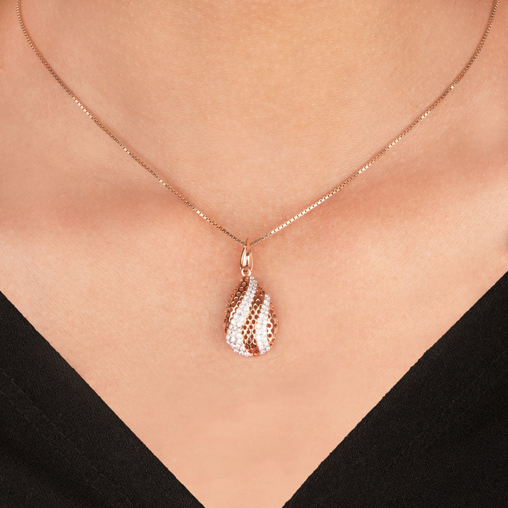 14K Rose Gold Diamond Pendant - 0.35ct VVS-VS-GH