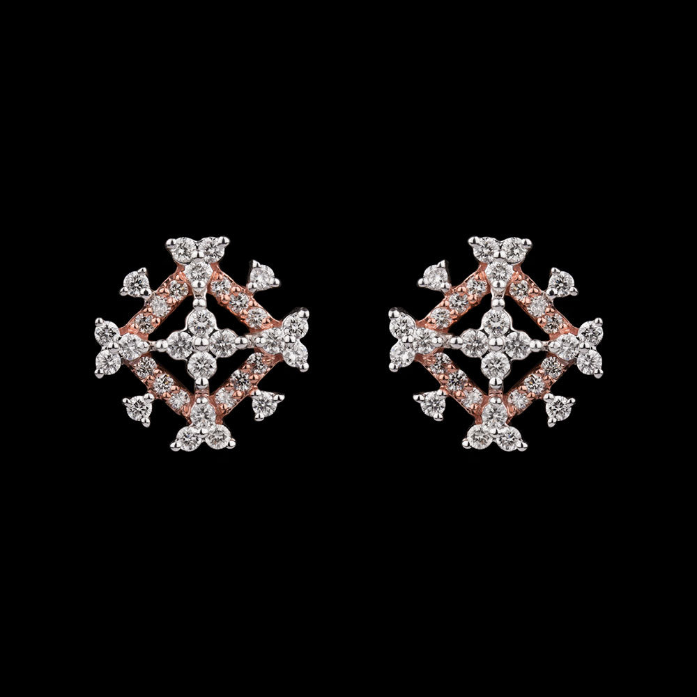 14K Two Tone Gold Diamond Earrings - 0.77ct VS-SI-HI