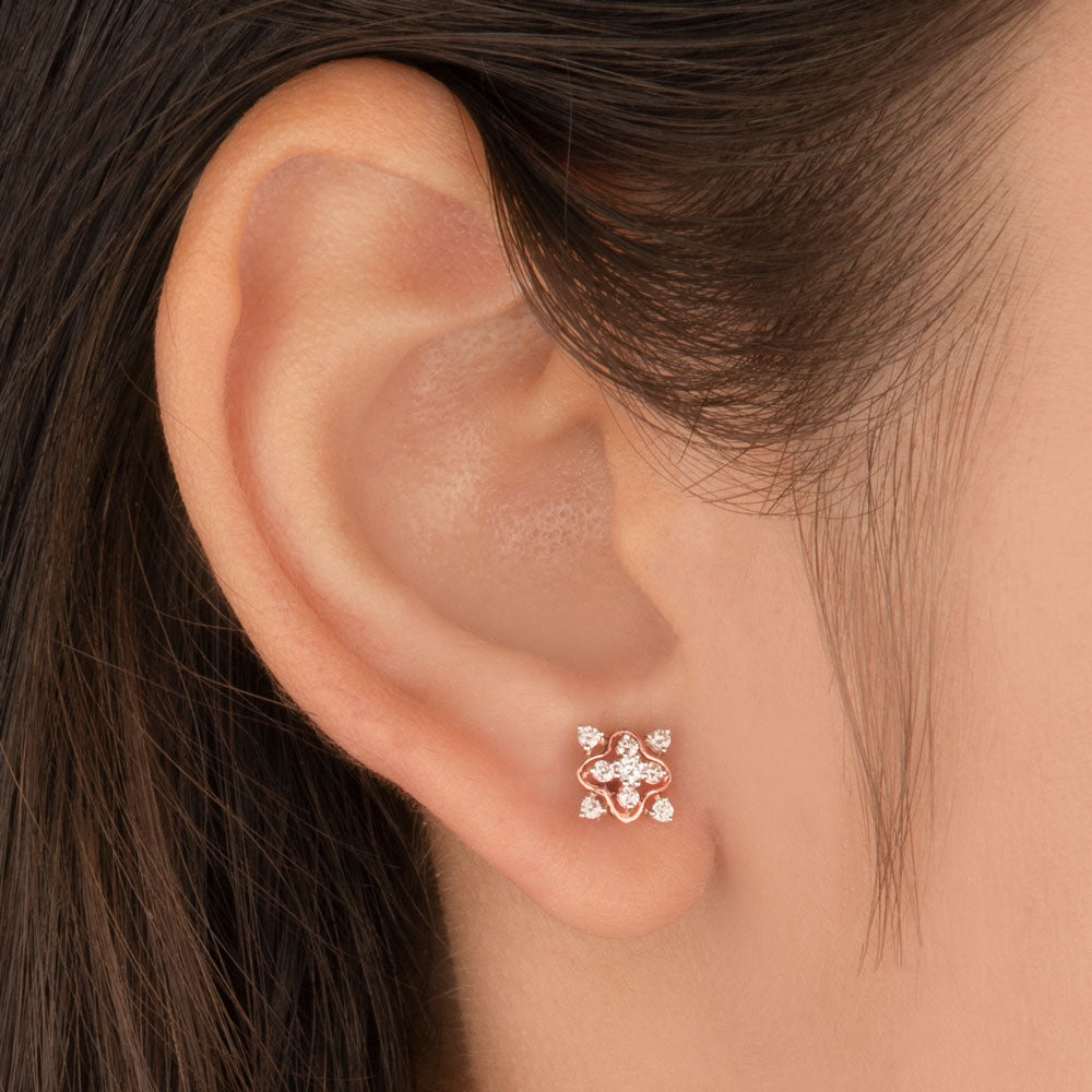 14K Rose Gold Diamond Earrings - 0.22ct VVS-VS-IJ