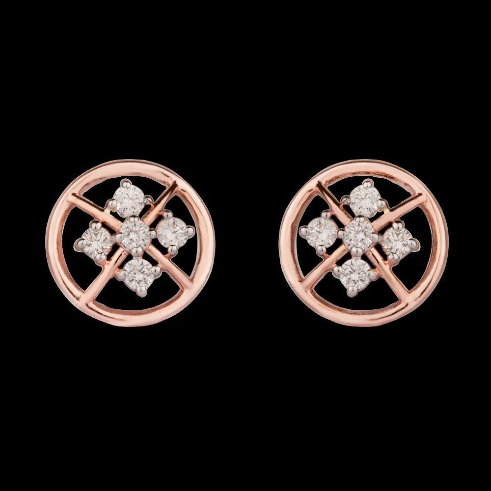 14K Rose Gold Diamond Earrings - 0.15ct VS-SI-HI