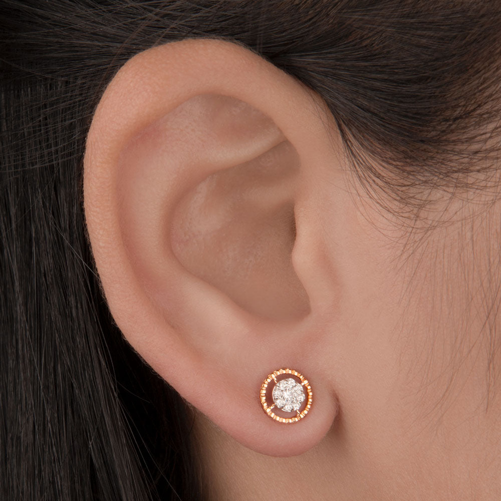 14K Rose Gold Diamond Earrings - 0.2ct VVS-VS-IJ