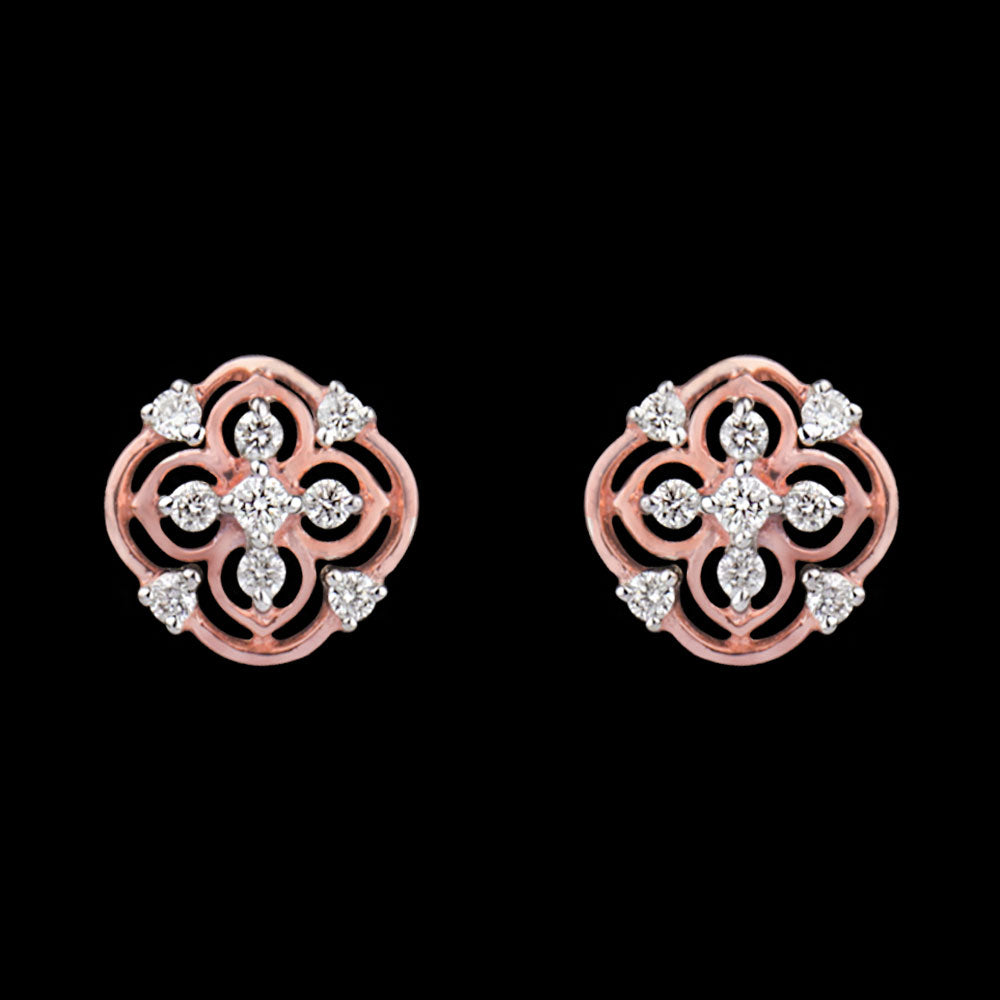 14K Two Tone Gold Diamond Earrings - 0.16ct VS-SI-HI