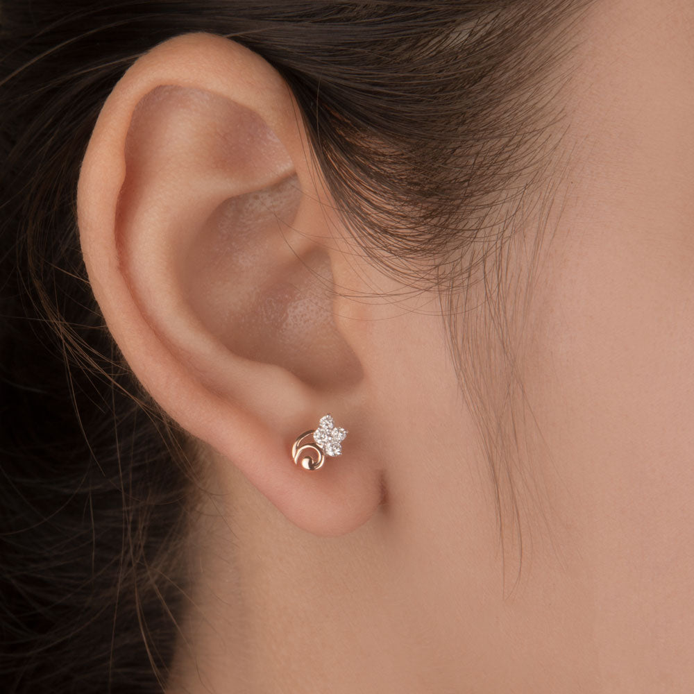 14K Rose Gold Diamond Earrings - 0.18ct VVS-VS-IJ