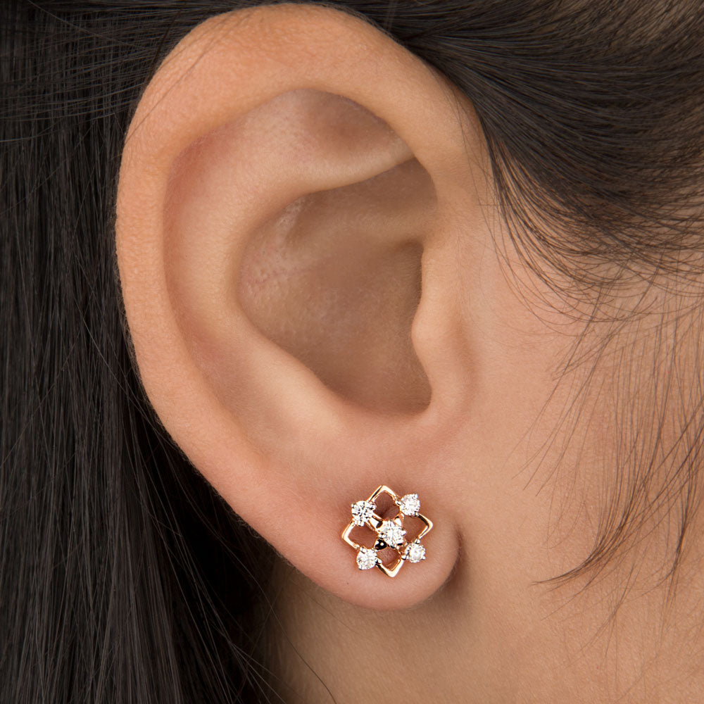 14K Rose Gold Diamond Earrings - 0.24ct VVS-VS-IJ
