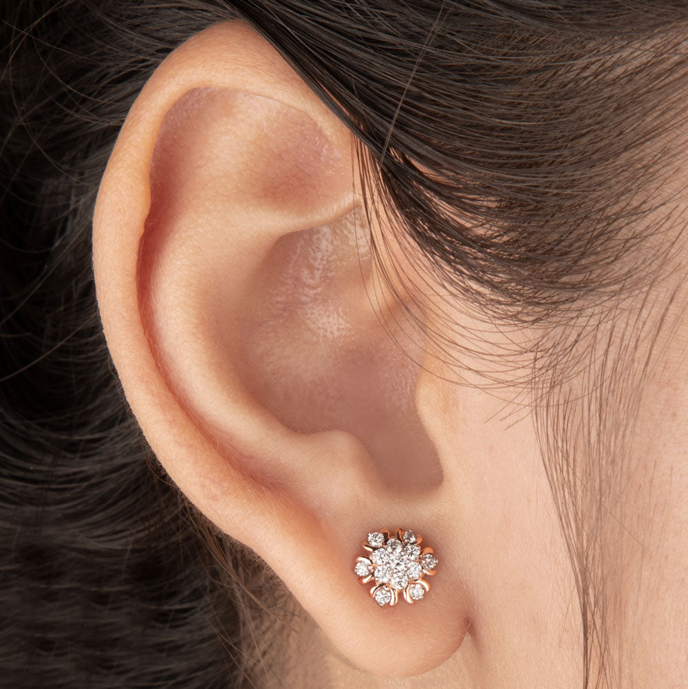 14K Rose Gold Diamond Earrings - 0.34ct VVS-VS-IJ
