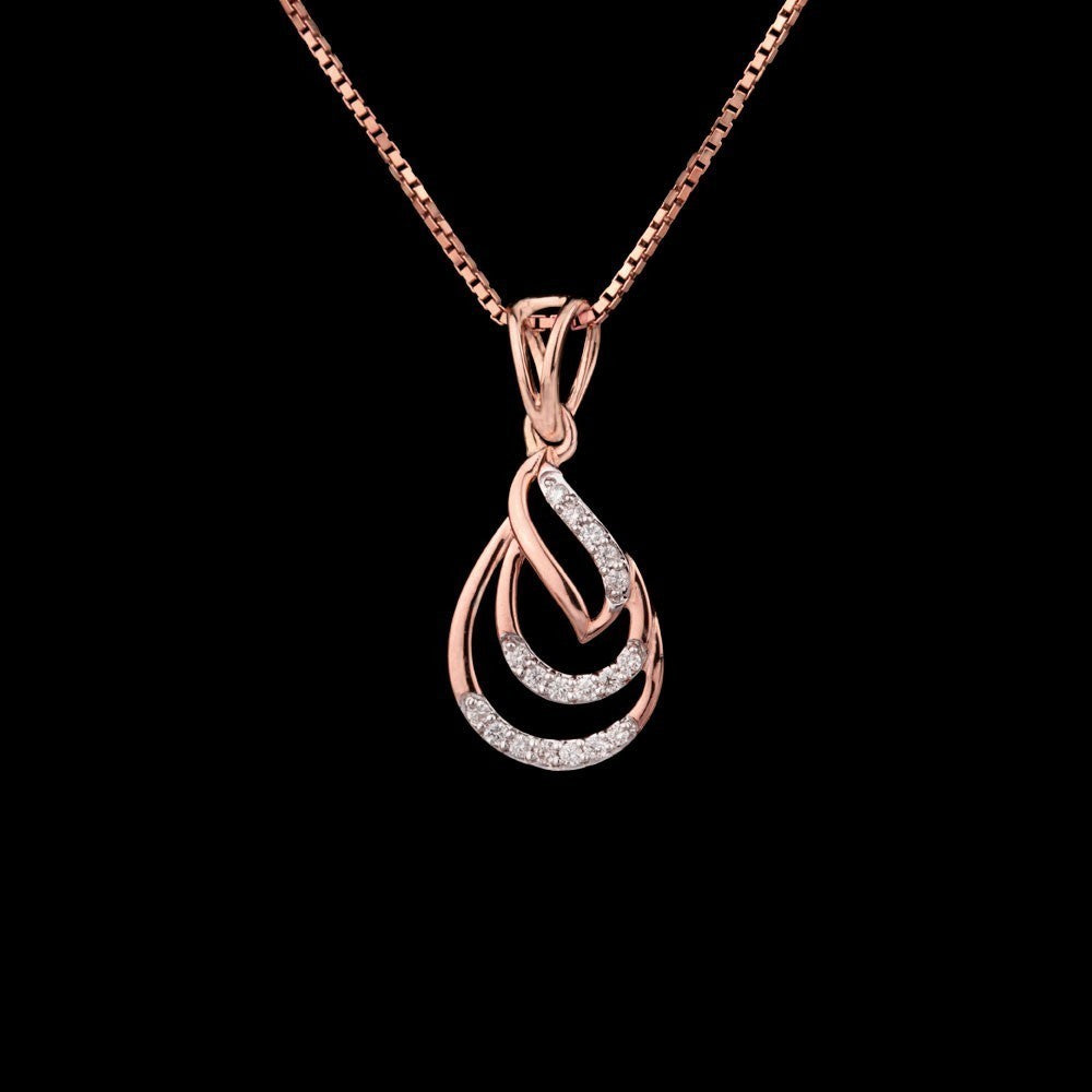14K Rose Gold Diamond Pendant - 0.11ct VVS-VS-GH