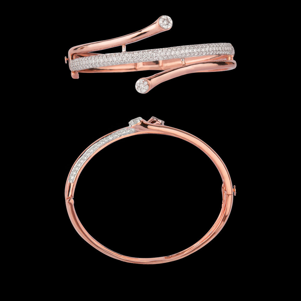 18K Rose Gold Diamond Kada - 2.48ct VVS-VS-HI
