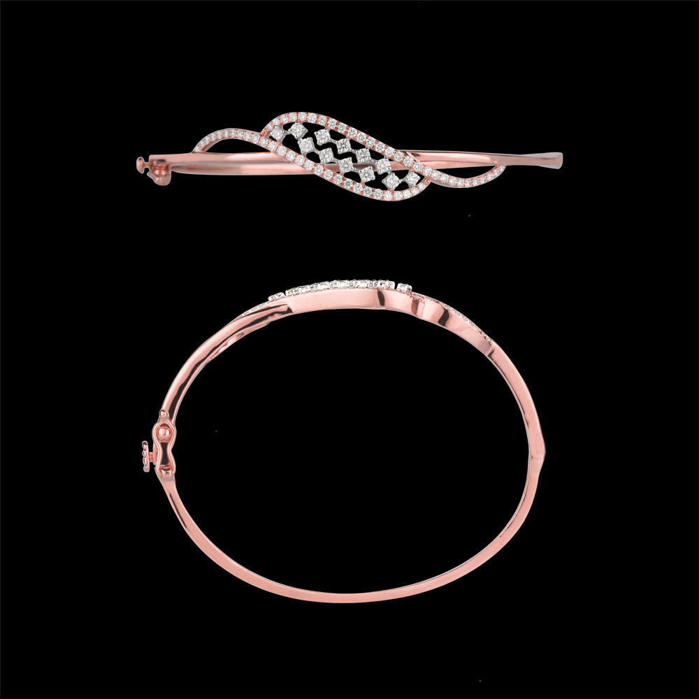 14K Rose Gold Diamond Kada - 0.99ct VVS-VS-GH