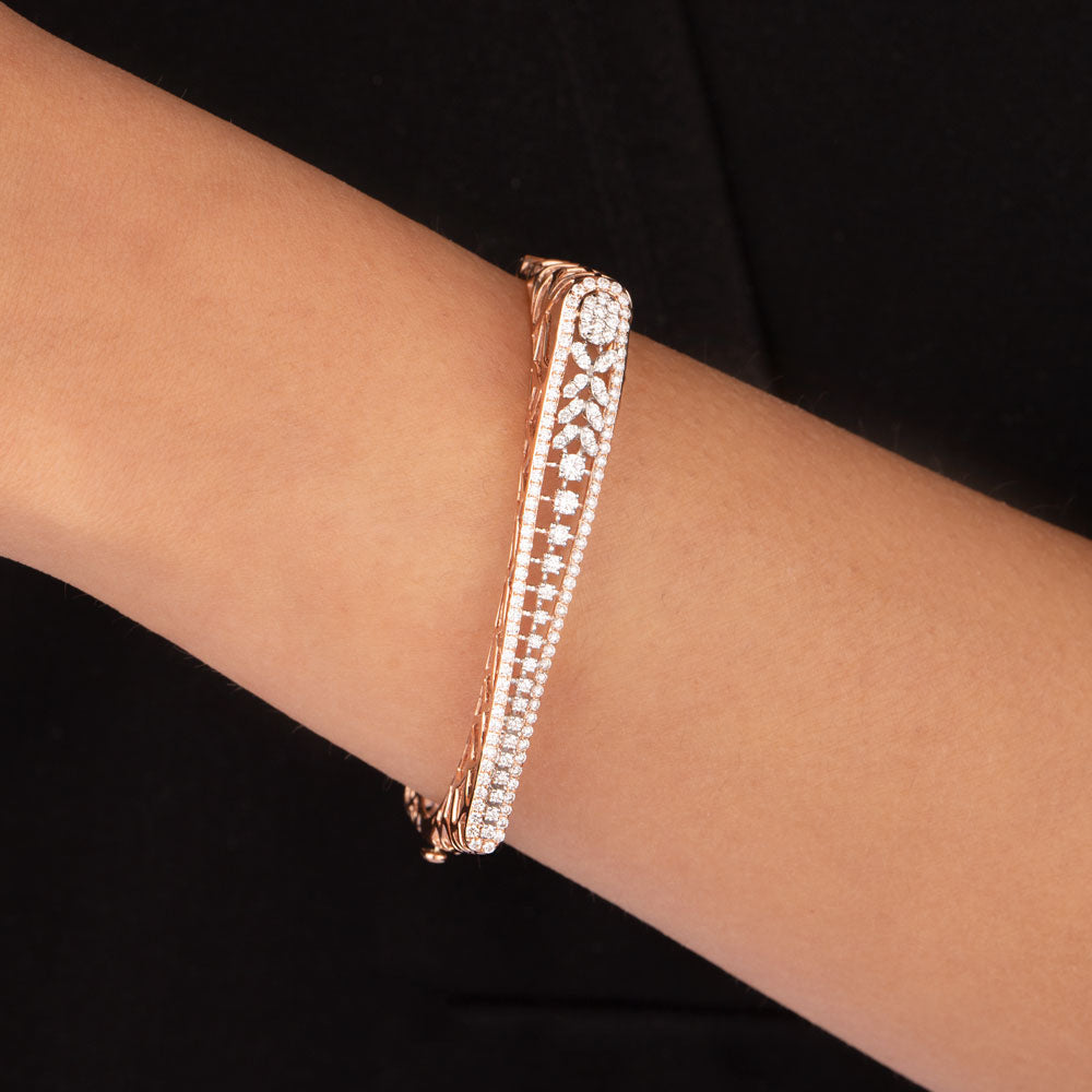 14K Rose Gold Diamond Kada - 1.46ct VVS-VS-GH