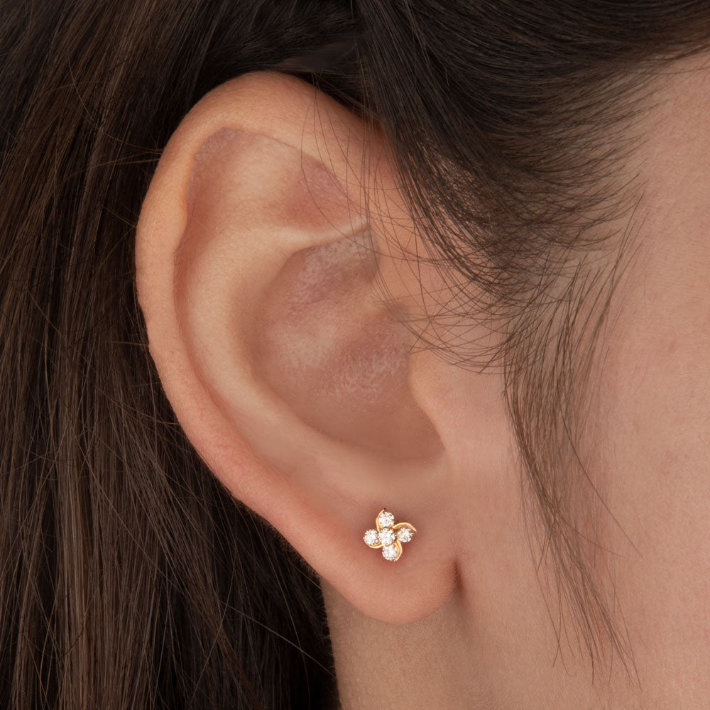 18K Rose Gold Diamond Earrings - 0.2ct VS-HI