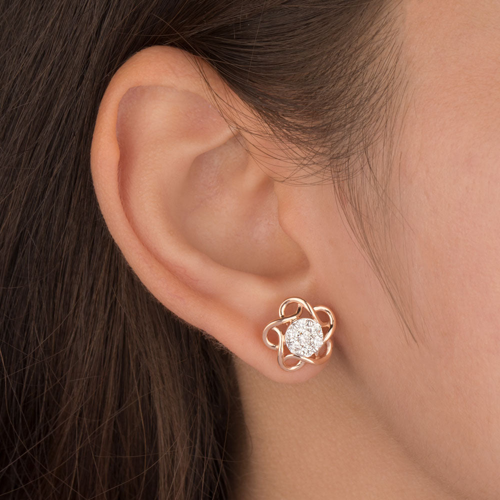 18K Rose Gold Diamond Earrings - 0.628ct VS-GH