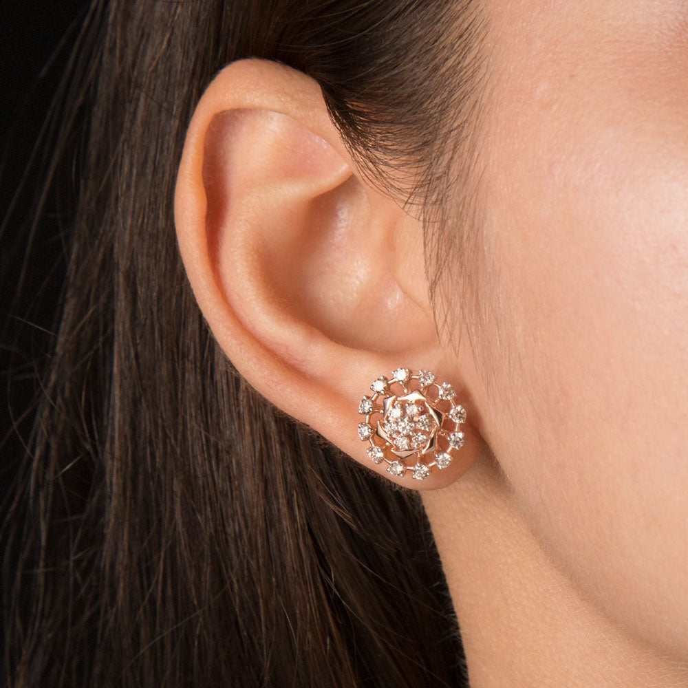 18K Rose Gold Diamond Earrings - 1.142ct VVS-VS-HI