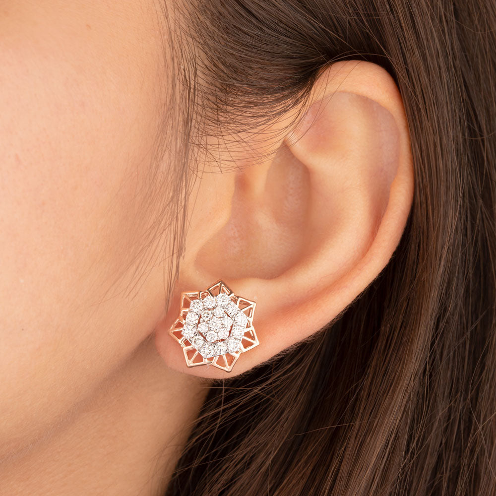 14K Rose Gold Diamond Earrings - 1.25ct VVS-VS-GH