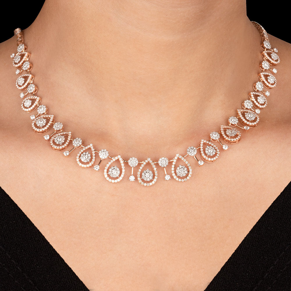 18K Rose Gold Diamond Necklace - 5.62ct VVS-VS-HI