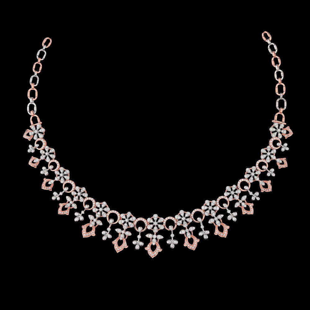 18K Rose Gold Diamond Necklace - 3.85ct VVS-VS-GH