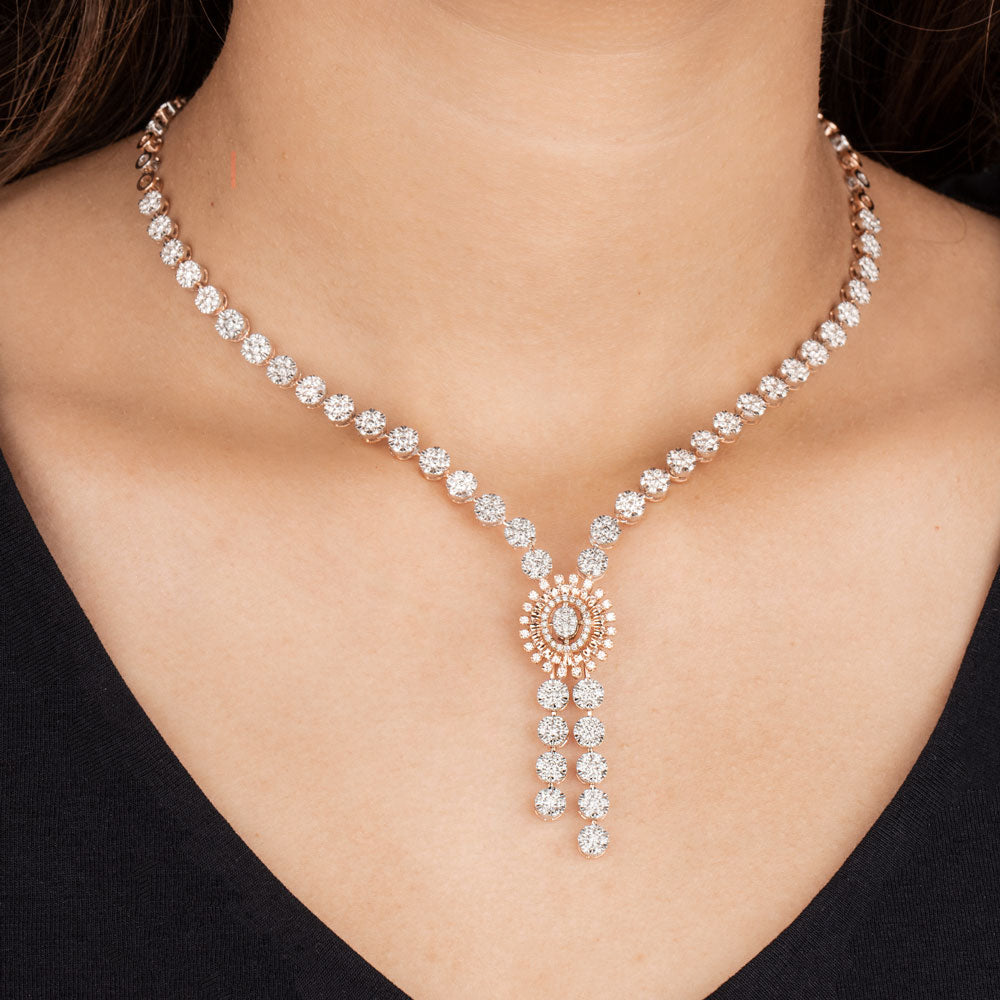18K Rose Gold Diamond Necklace - 5.37ct VVS-VS-HI