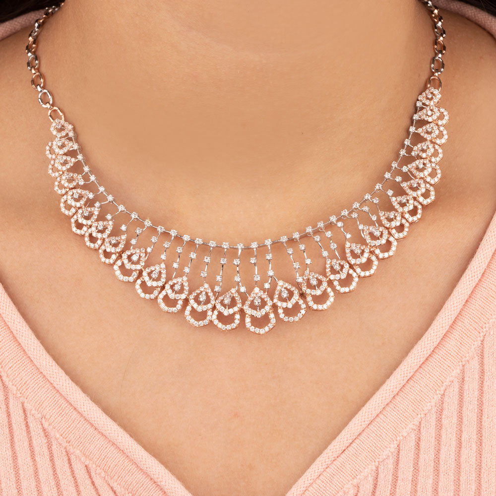 14K Rose Gold Diamond Necklace - 6.426ct VVS-VS-GH