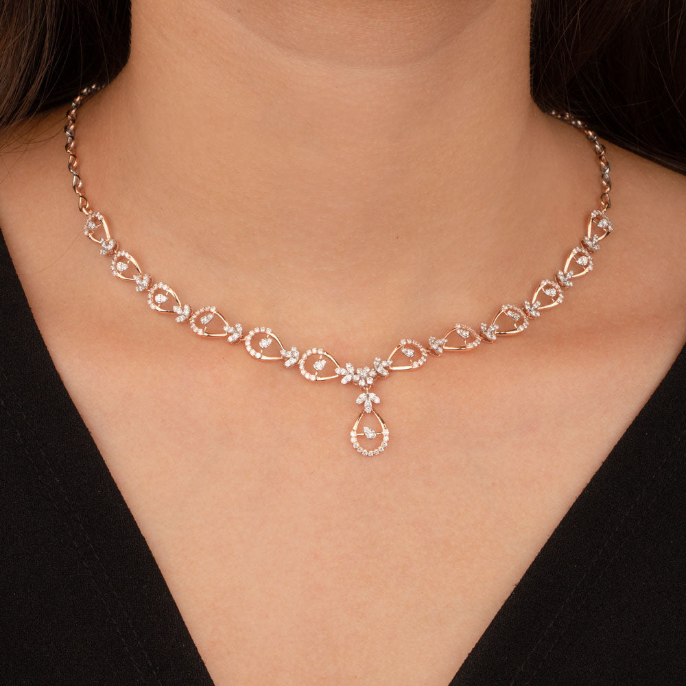 14K Rose Gold Diamond Necklace - 2.19ct VVS-VS-GH