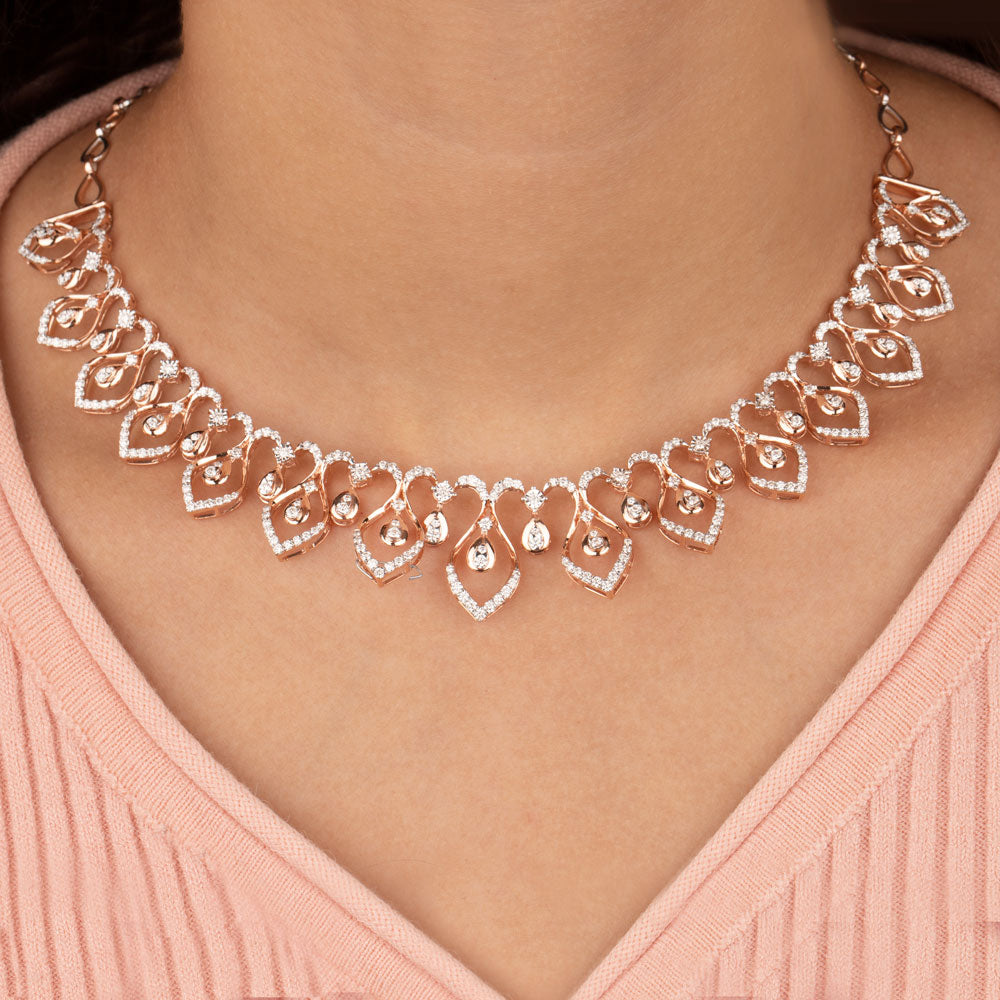 14K Rose Gold Diamond Necklace - 3.7ct VVS-VS-GH