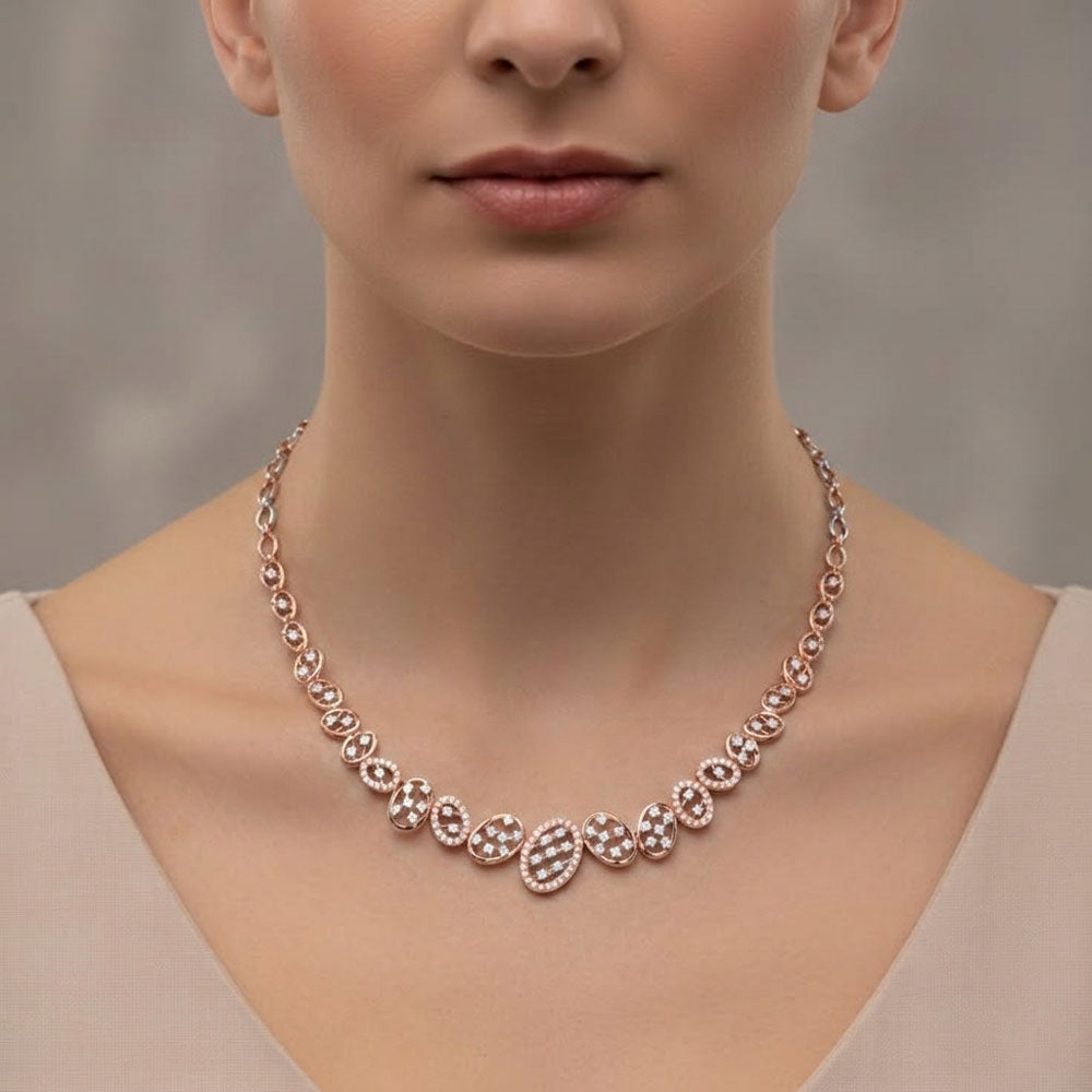 18K Rose Gold Diamond Necklace - 2.042ct VS-SI-HI