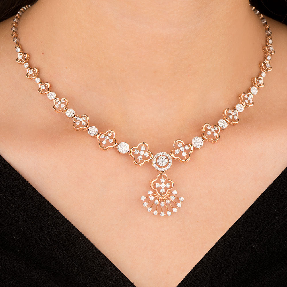 18K Rose Gold Diamond Necklace - 2.99ct VVS-VS-GH