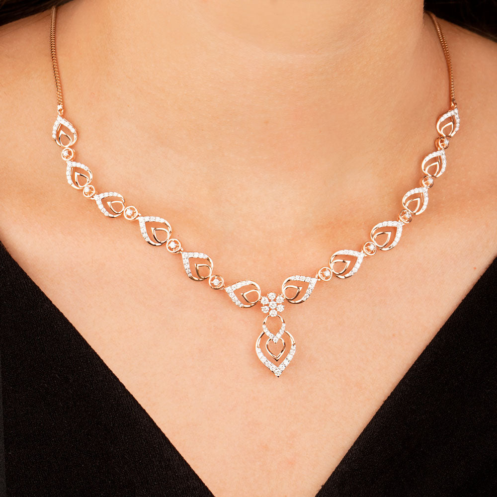 18K Rose Gold Diamond Necklace - 1.84ct VVS-VS-GH
