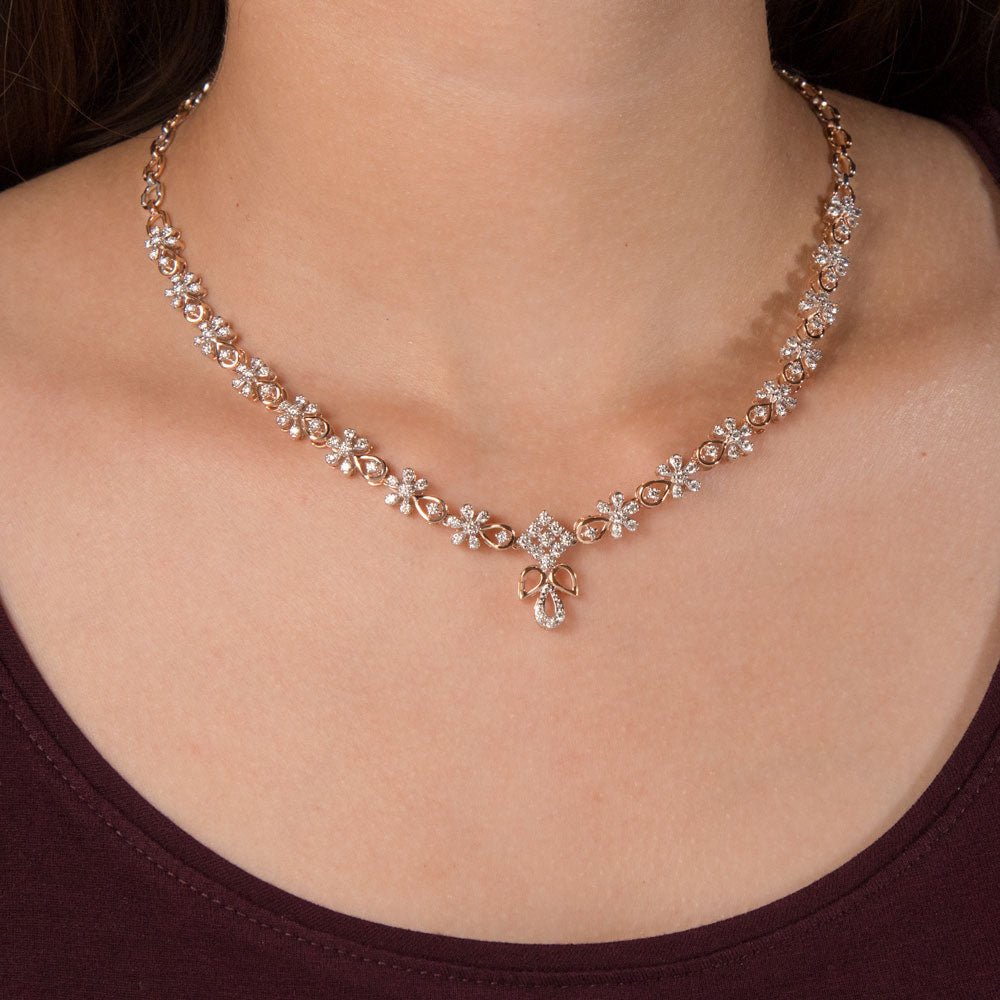 18K Rose Gold Diamond Necklace - 2.453ct VVS-VS-GH
