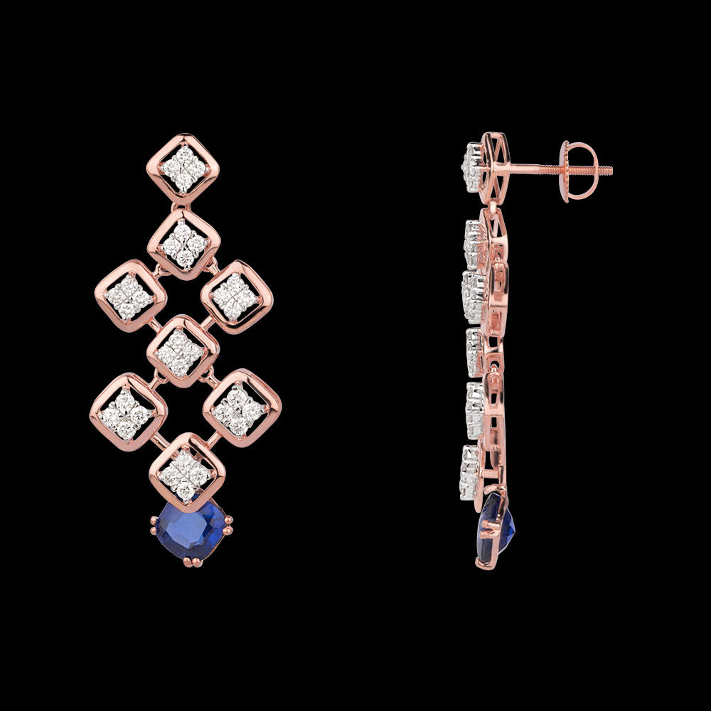14K Rose Gold Diamond Jewellery - 1.8ct VVS-VS-GH with Colour Stones