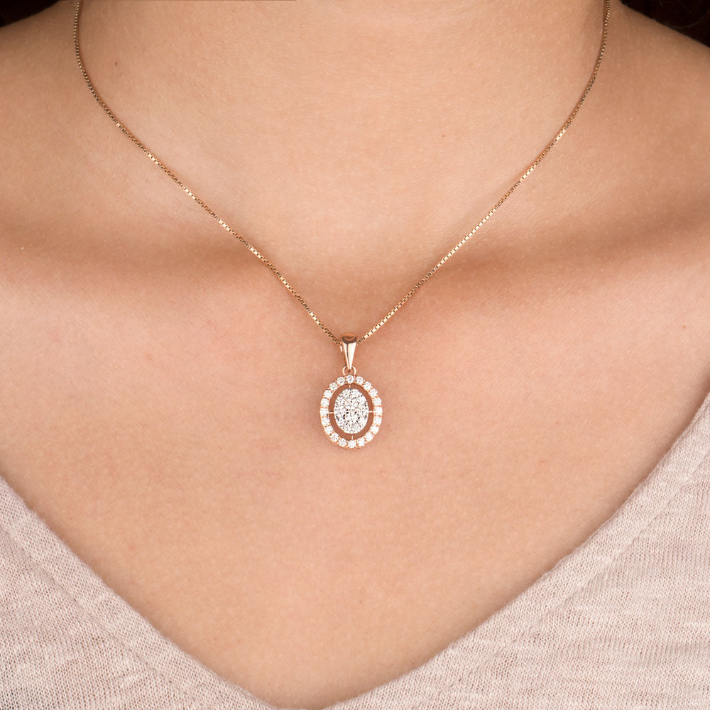 14K Rose Gold Diamond Pendant - 0.62ct VVS-VS-GH