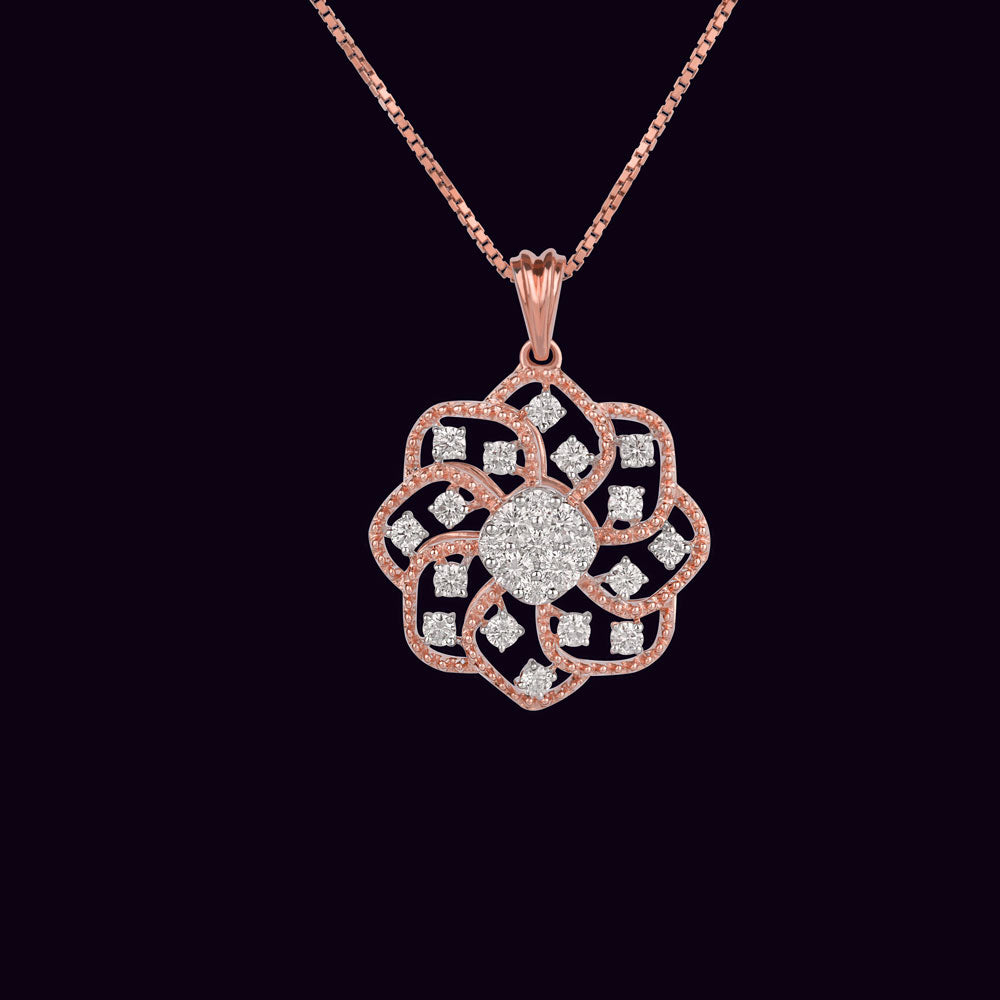 14K Rose Gold Diamond Pendant - 0.97ct VVS-VS-GH