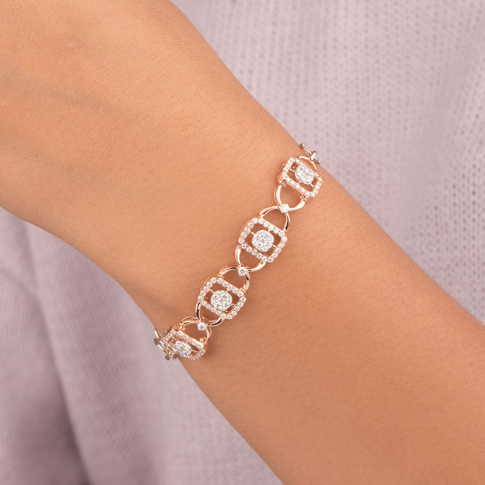 18K Rose Gold Diamond Bracelet - 1.344ct VVS-VS-GH