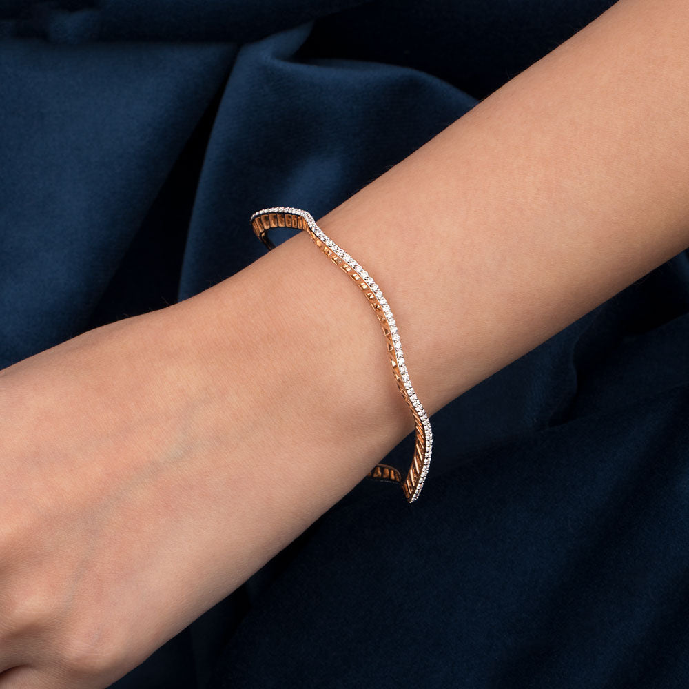 14K Rose Gold Diamond Bangle - 4.16ct VVS-VS-HI