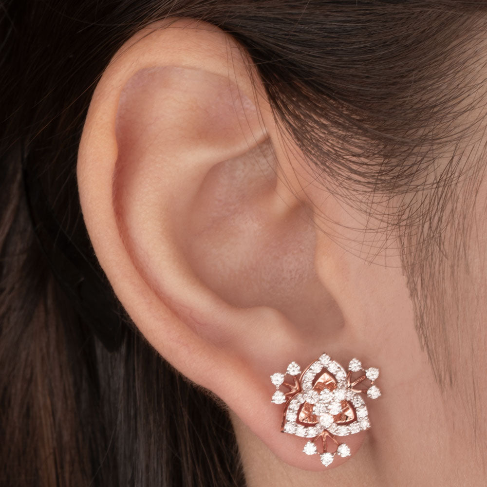 14K Rose Gold Diamond Earrings - 0.89ct VVS-VS-HI