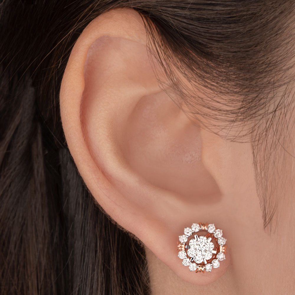 14K Rose Gold Diamond Earrings - 0.95ct VVS-VS-IJ