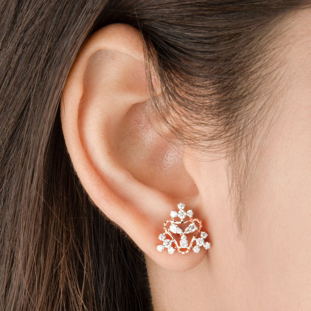 14K Rose Gold Diamond Earrings - 0.63ct VVS-VS-IJ