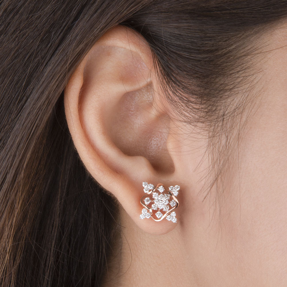 14K Rose Gold Diamond Earrings - 0.74ct VVS-VS-IJ