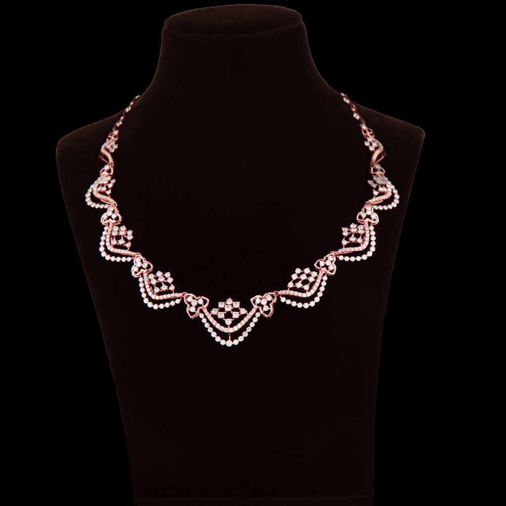 14K Rose Gold Diamond Necklace - 4.55ct VVS-VS-HI