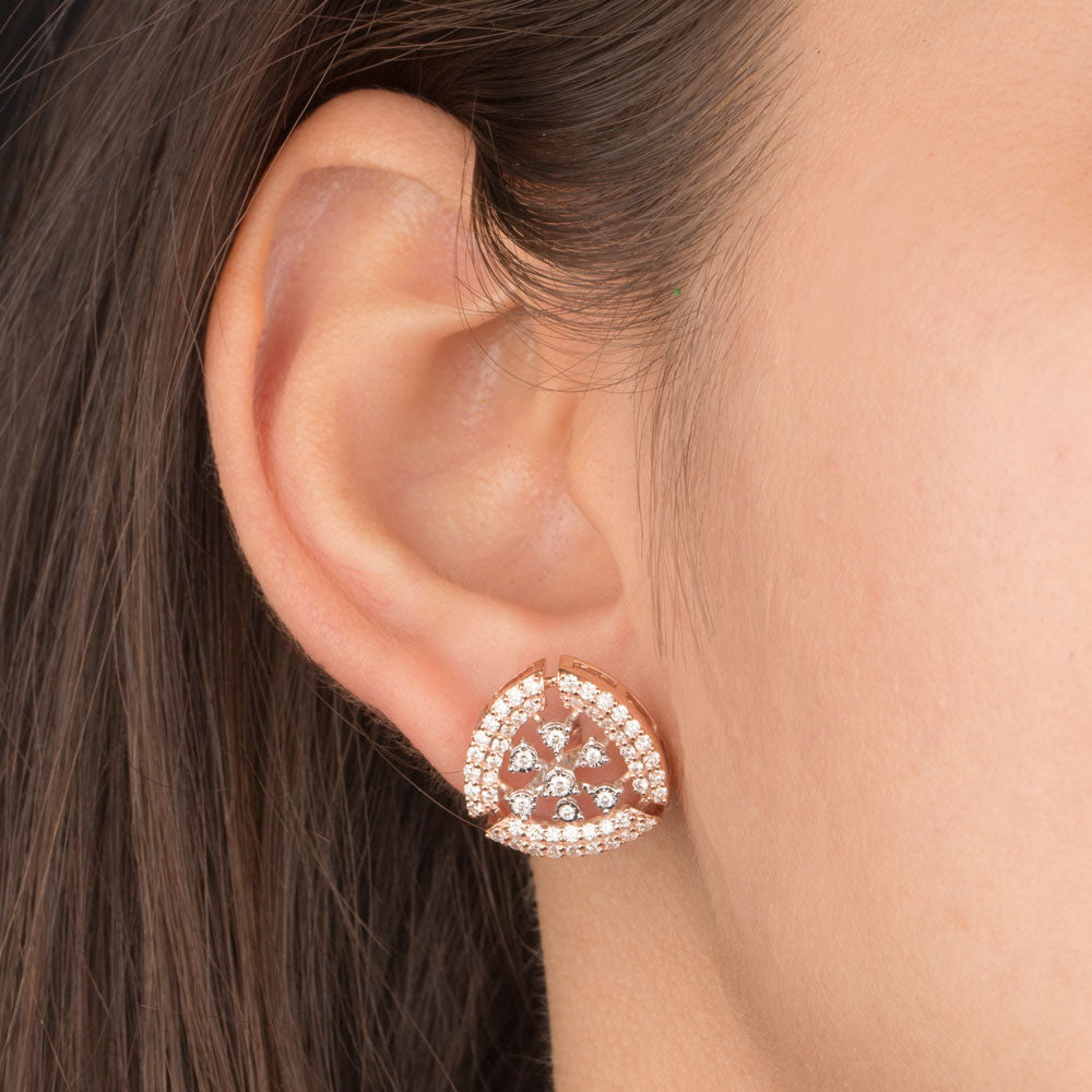 14K Rose Gold Diamond Earrings - 0.97ct VVS-VS-GH