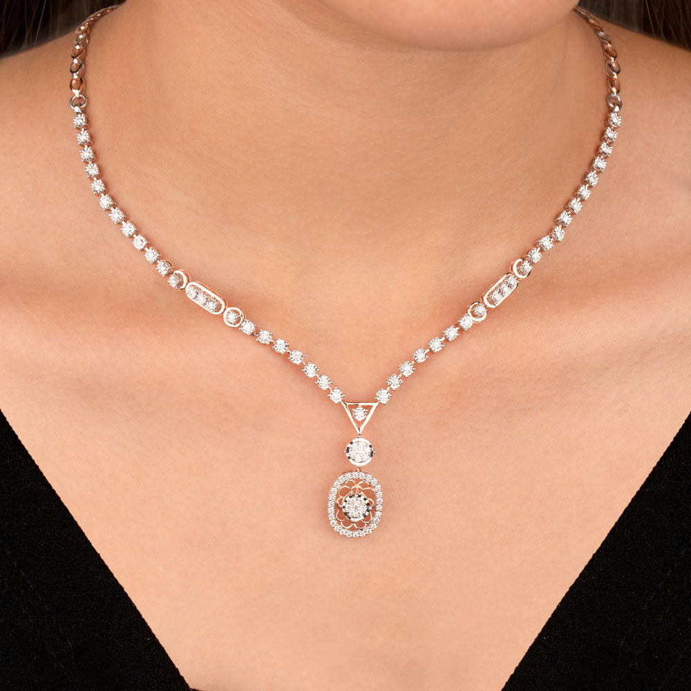 14K Rose Gold Diamond Necklace - 1.54ct VVS-VS-HI