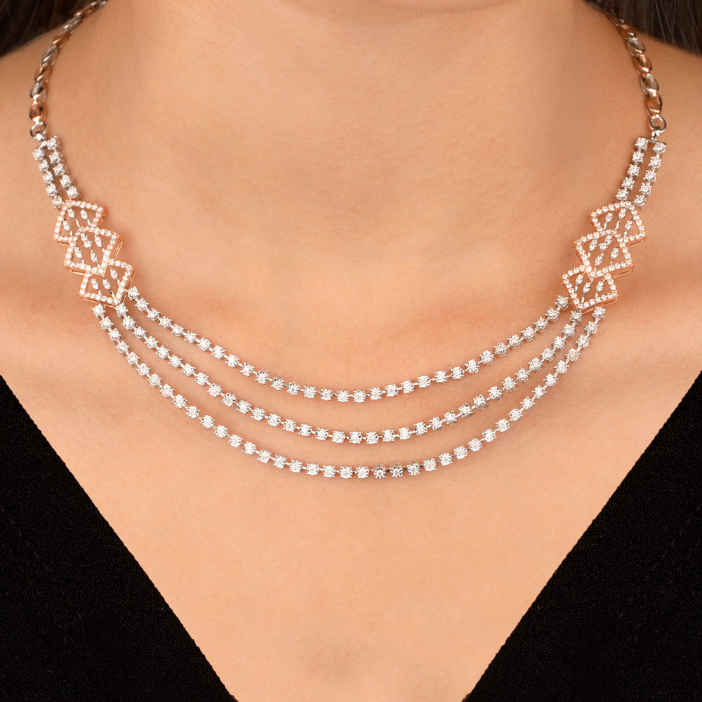 14K Rose Gold Diamond Necklace - 2.82ct SI-IJ