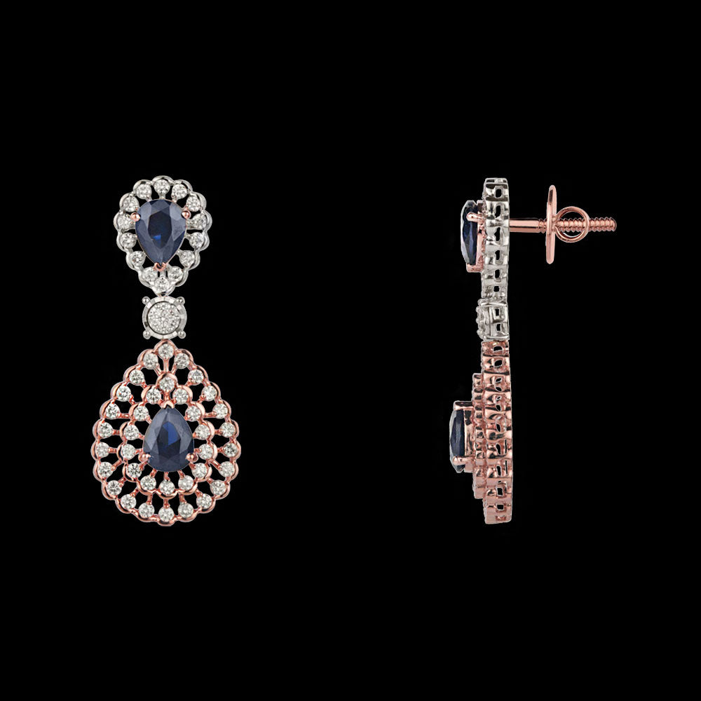 14K Rose Gold Diamond Jewellery - 2.22ct VVS-VS-GH with Colour Stones