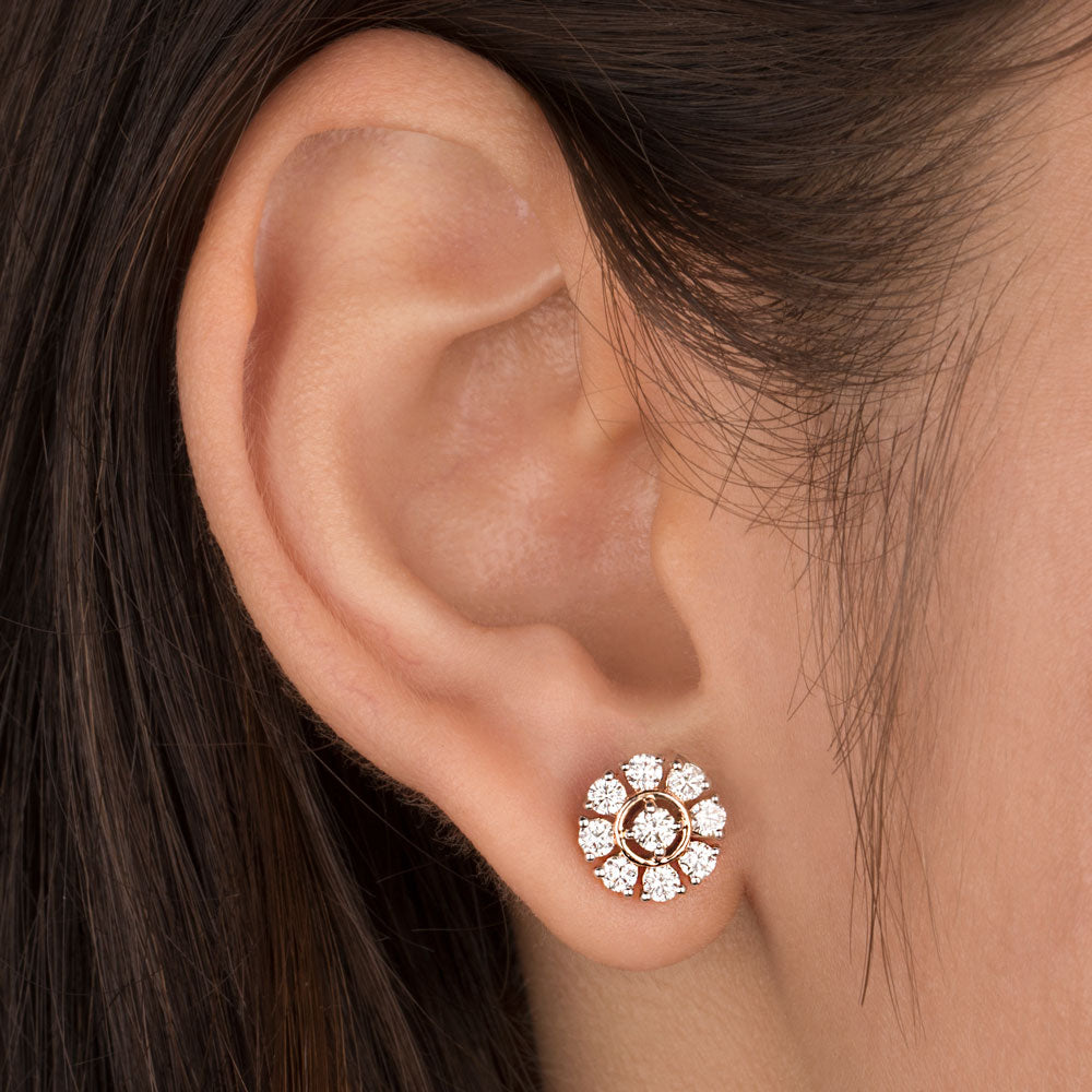 14K Rose Gold Diamond Earrings - 0.85ct VVS-VS-HI