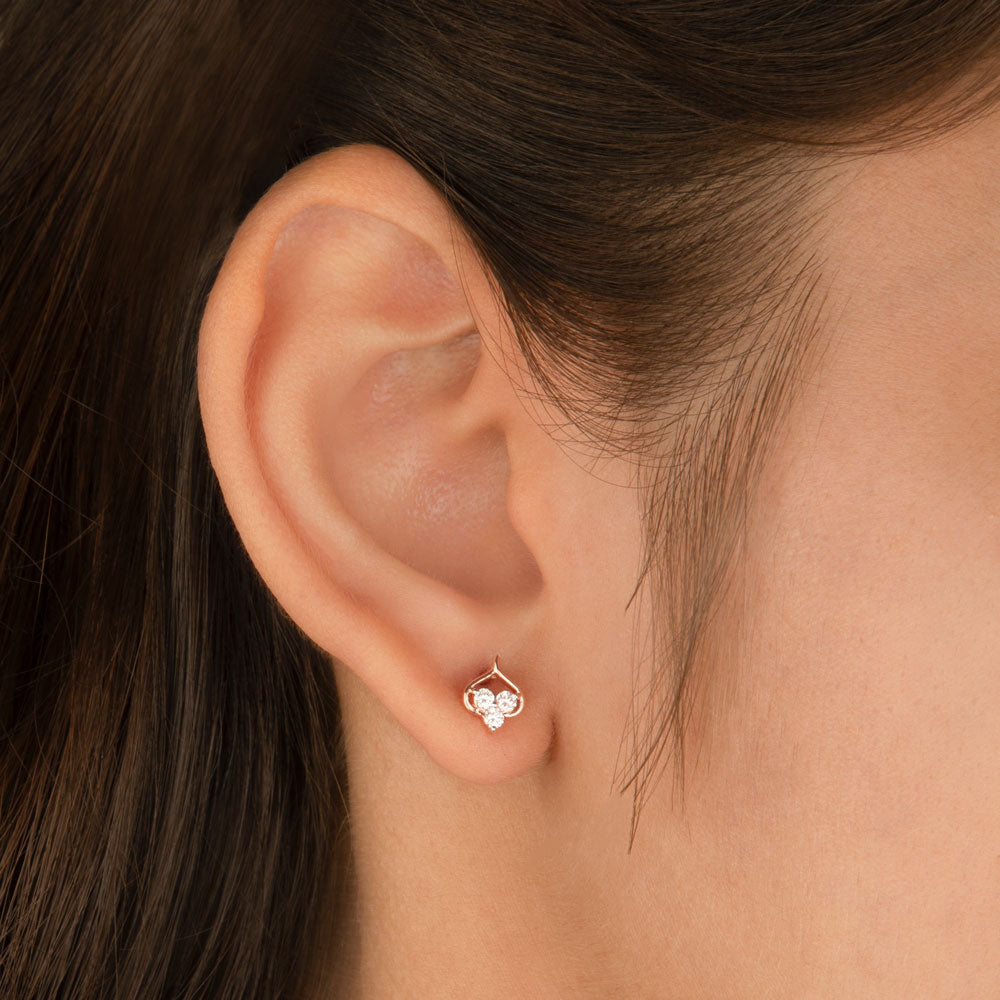 14K Rose Gold Diamond Earrings - 0.18ct VS-GH
