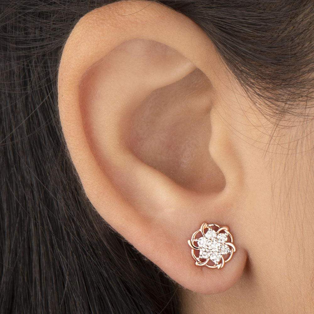 14K Rose Gold Diamond Earrings - 0.37ct VVS-VS-HI